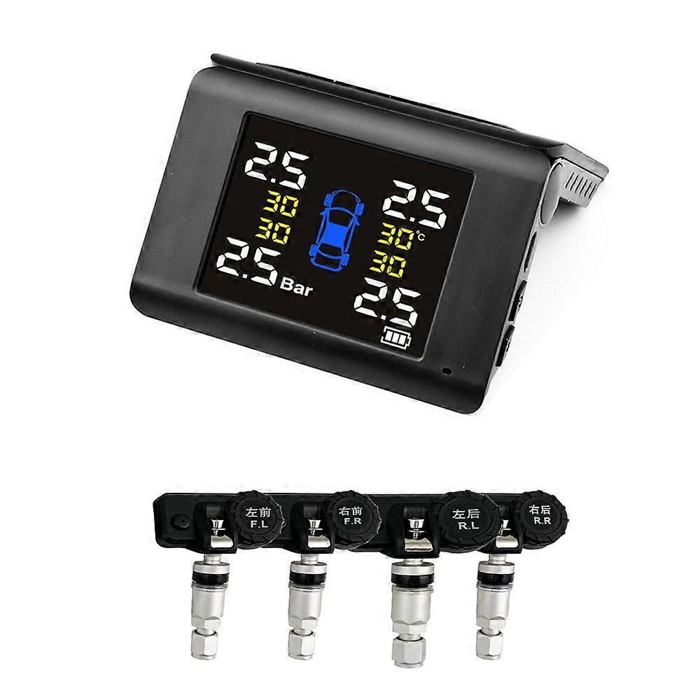 LCD High Precision Large Display Solar Wireless Tire Pressure Monitor TPMS Tire Pressure Detector Ca