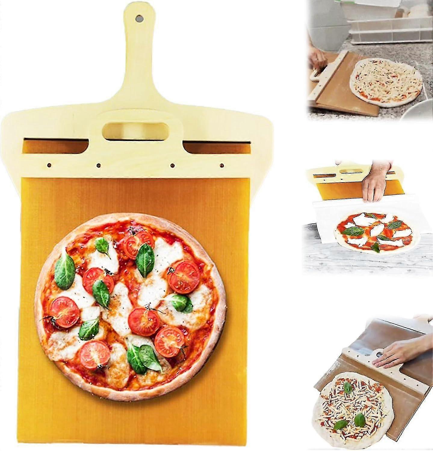 Skyvbar pizzaspade - pizzaspade med håndtak, oppvaskmaskinsikker pizzaspade