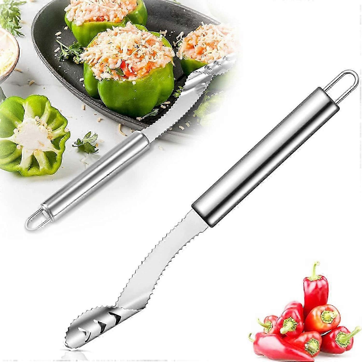 Pepper Seed Corer Remover - New Stainless Steel Chili Corer, Easily Seed Remover and Cut Pepper Tops/Stems Tw
