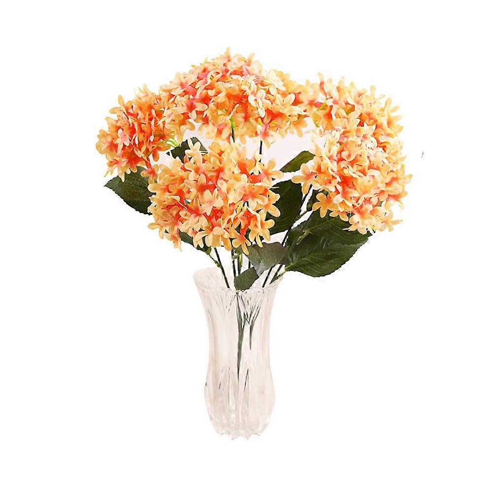Artificial Hydrangea Flower Simulation Flower Bouquet for Home Decoration(Orange)