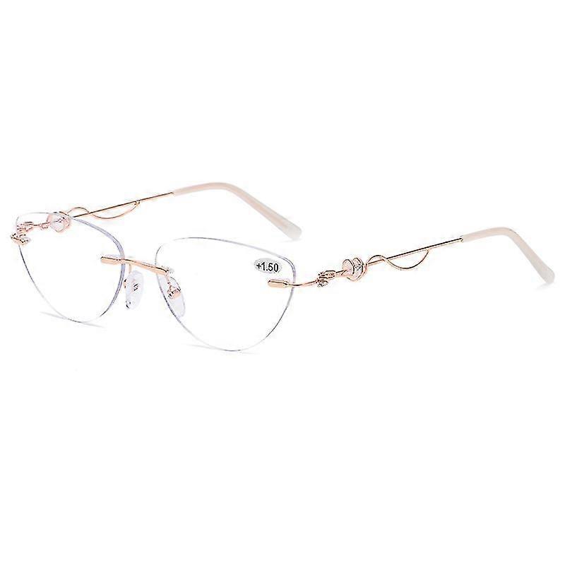 레이디스 프레임리스 독서 안경 안티 블루 라이트 크리스탈 금속 노안