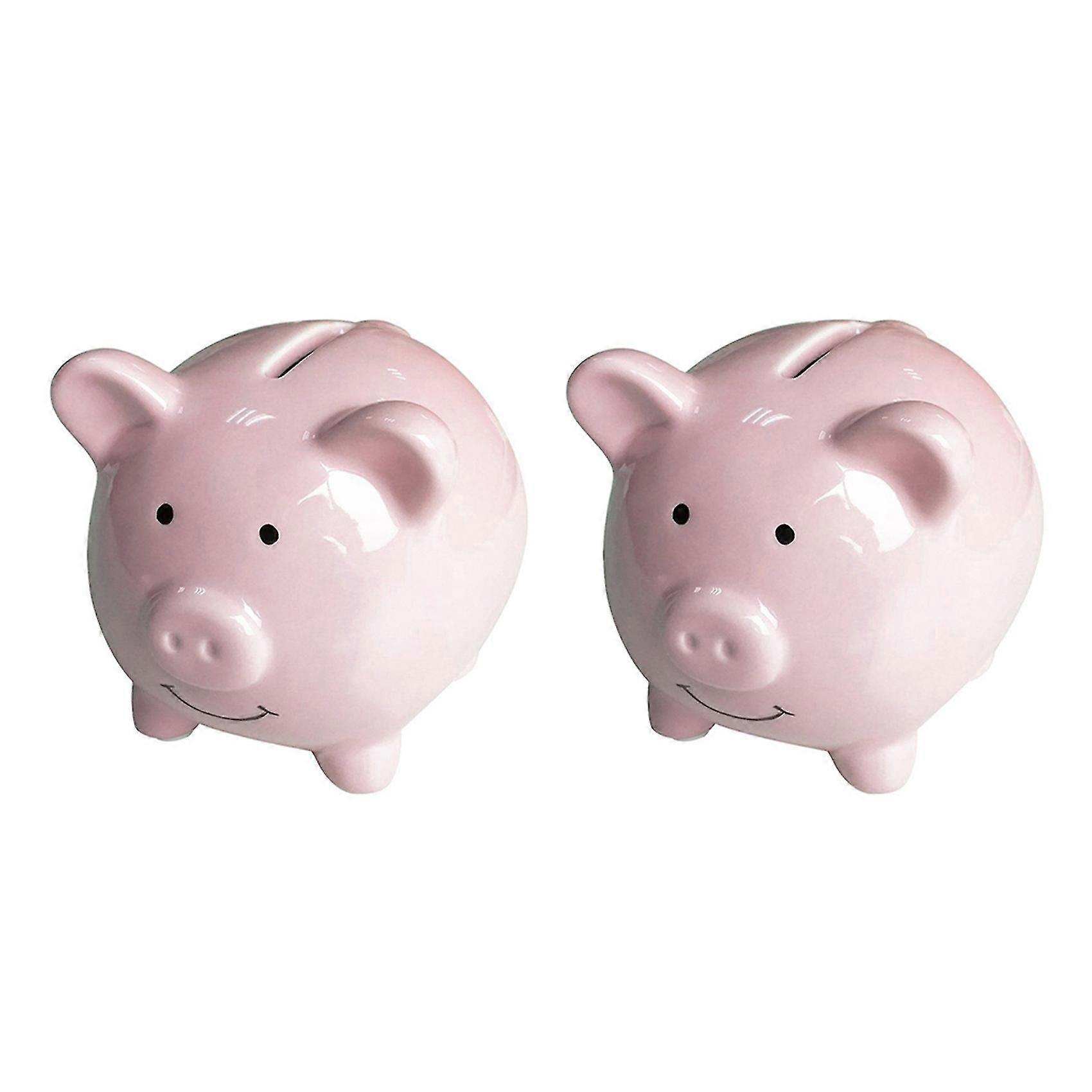 2x Ceramic Keepsake Piggy Bank, Pink