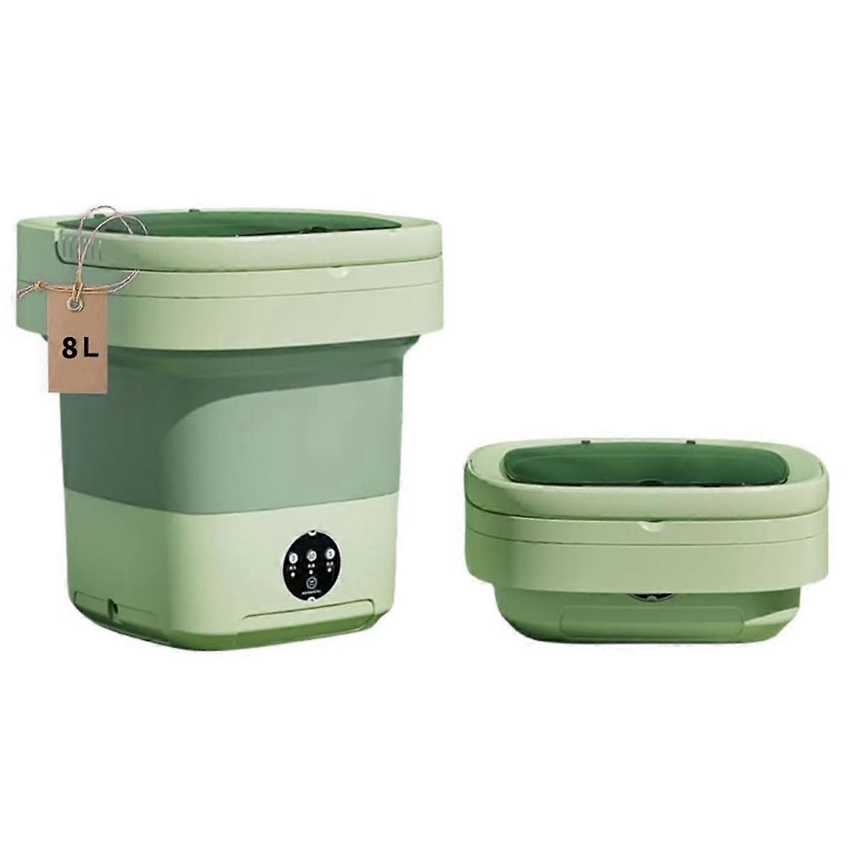 Portable Washing Machine,Mini Washer, Capacity Foldable Washer.Deep Cleaning of Underwear, Clothes Green EU Plug