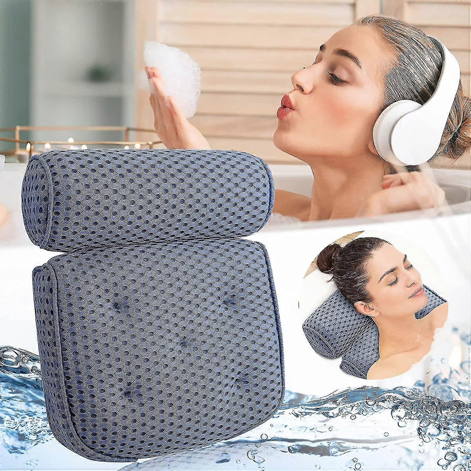 Bath Cushion 4d Bath Pillow With 7 Suction Cups Non-slip Air Mesh Bath Pillow,spa Cushion,neck Pillow, Hot Tub, Home Spa