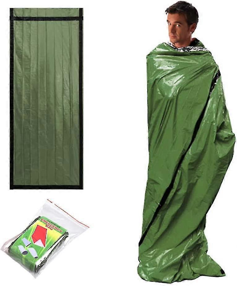 Outdoor Camping Reusable First Aid Blanket Sleeping Bag (green)