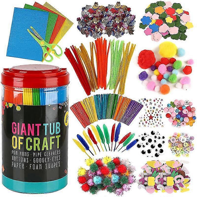 Kit De Manualidades Yetech Con Más De 1500 Piezas – Limpiapipas, Pompones, Ojitos, Gemas, Palitos Y Bolsa De Unicornio – Regalo Creativo Para Niños