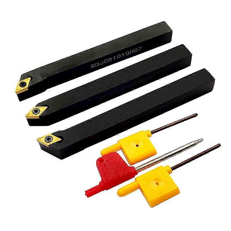 3PCS CNC Lathe Carbide Turning Tools Indexable Holder Set SDNCN/SDJCL/SDJCR+DCMT070204 with 3PCS DCMT21.51 Indexable Carbide Turning Insert