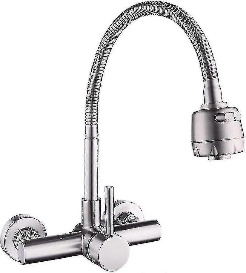 Kitchen Faucet Wall Mounted 304 Stainless Steel Sink Faucet 360 Rotatable Sink Faucet With Flexible Hose