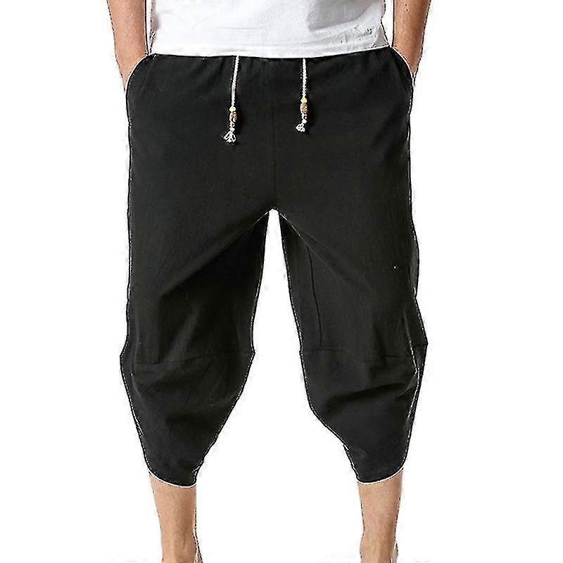 Men Drawstring Trousers Casual Yoga Bottoms Elastic Waist Loungewear