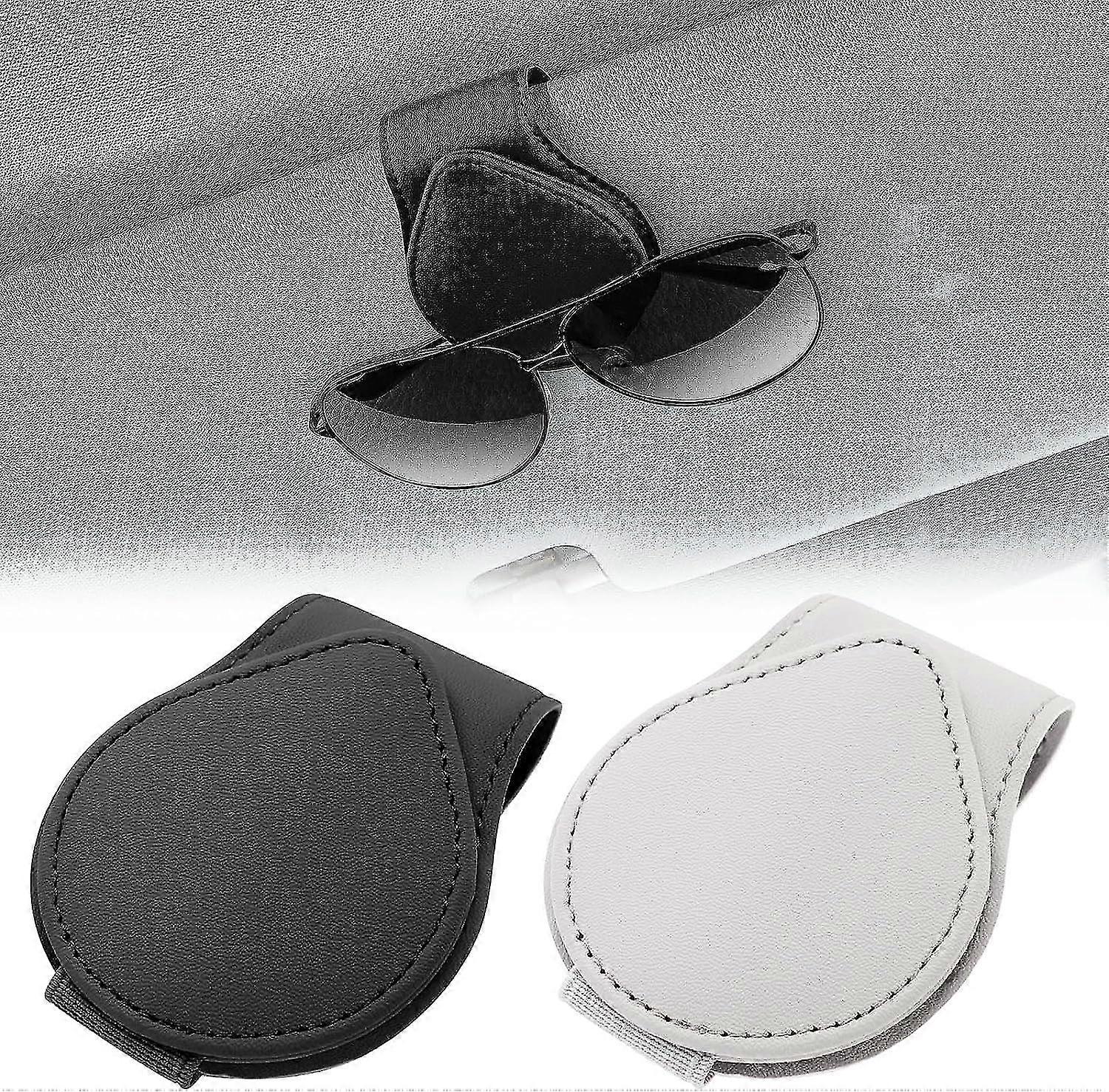 Car Sun Visor Glasses Frame, 2pcs Universal Magnetic Leather Glasses Glasses Frame Clips For Car, Water Drop Car Glasses Mount Sunglasses Frame Ticket