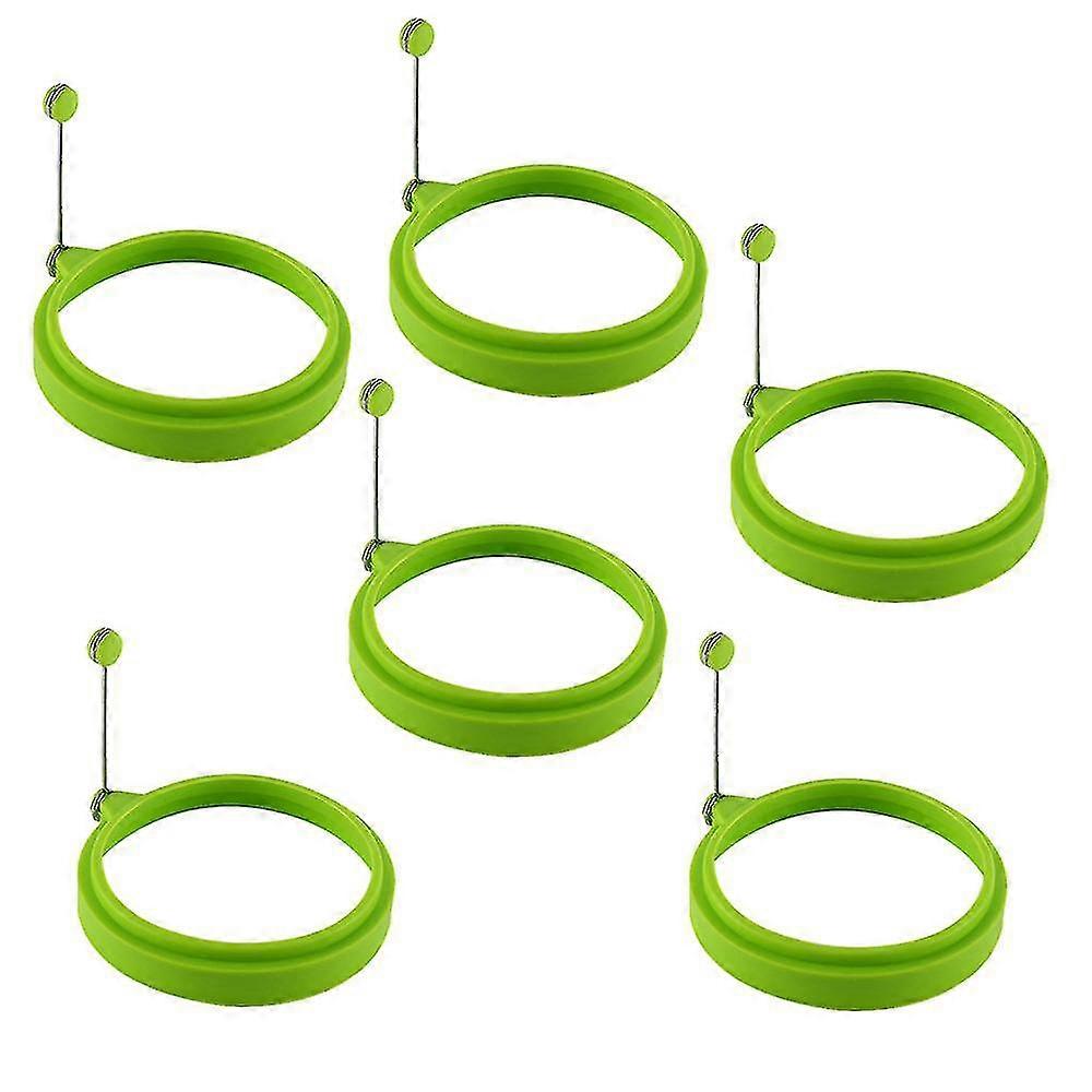 6 قطع سيليكون حلقة البيض، حلقات البيض غير عصا، حلقات طبخ البيض، قالب البيض المقلي أو حلقات فطيرة غير لاصقة العفن حلقة جولة