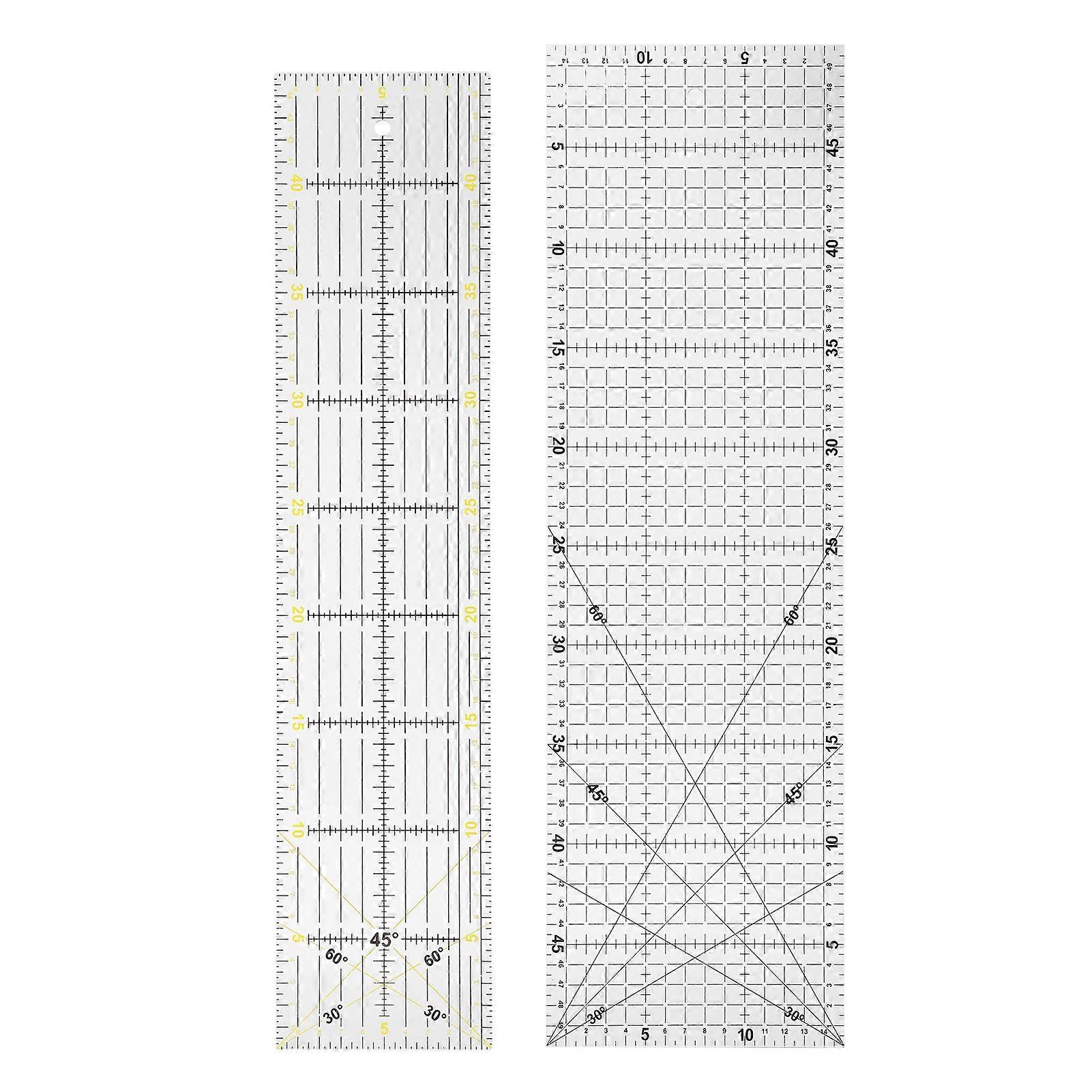 2Pcs Quilting Ruler MultiFunction Sewing Drawing Drafting Crafts Scale Measuring Tool