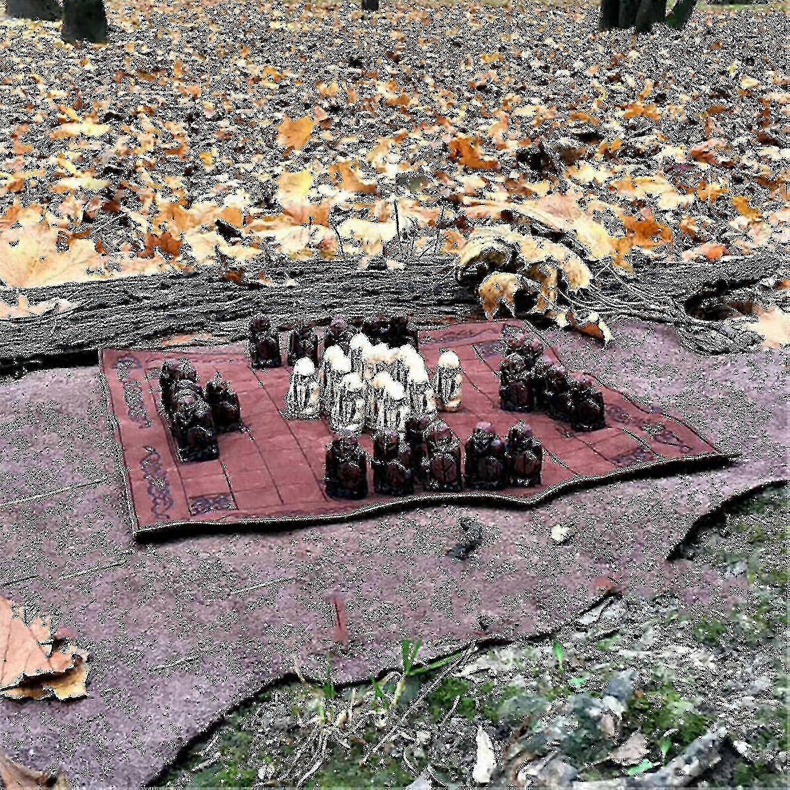 HNEFATAFL Wikingerschach Brettspiel - Strategiespiel Mittelalter - Reisegröße 22x22cm Harz Figuren