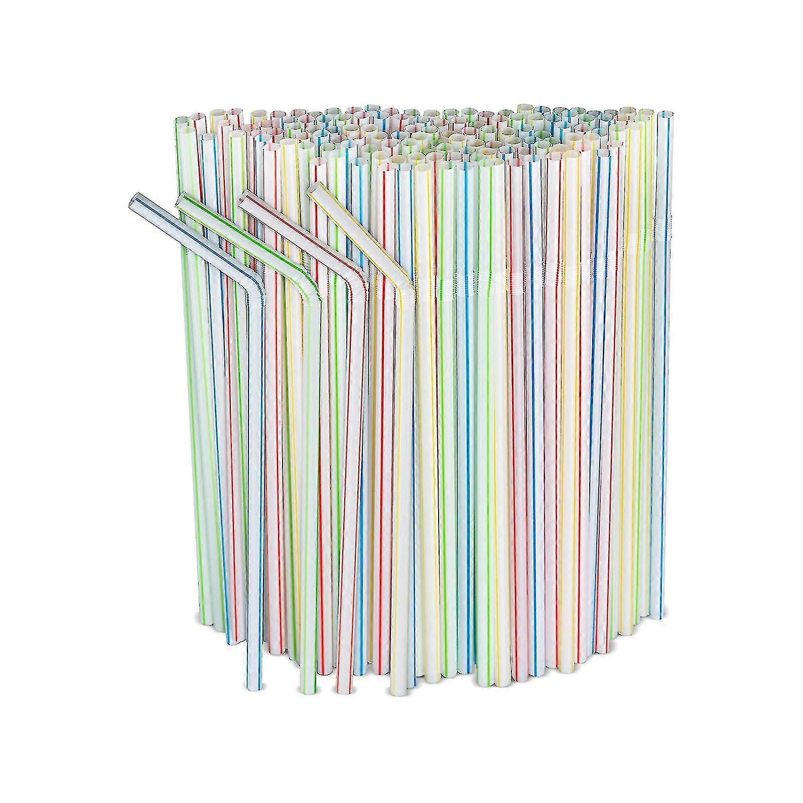 300pcs Plastic Drinking Straws, Flexible, Multi-Color, Perfect for Any Beverage