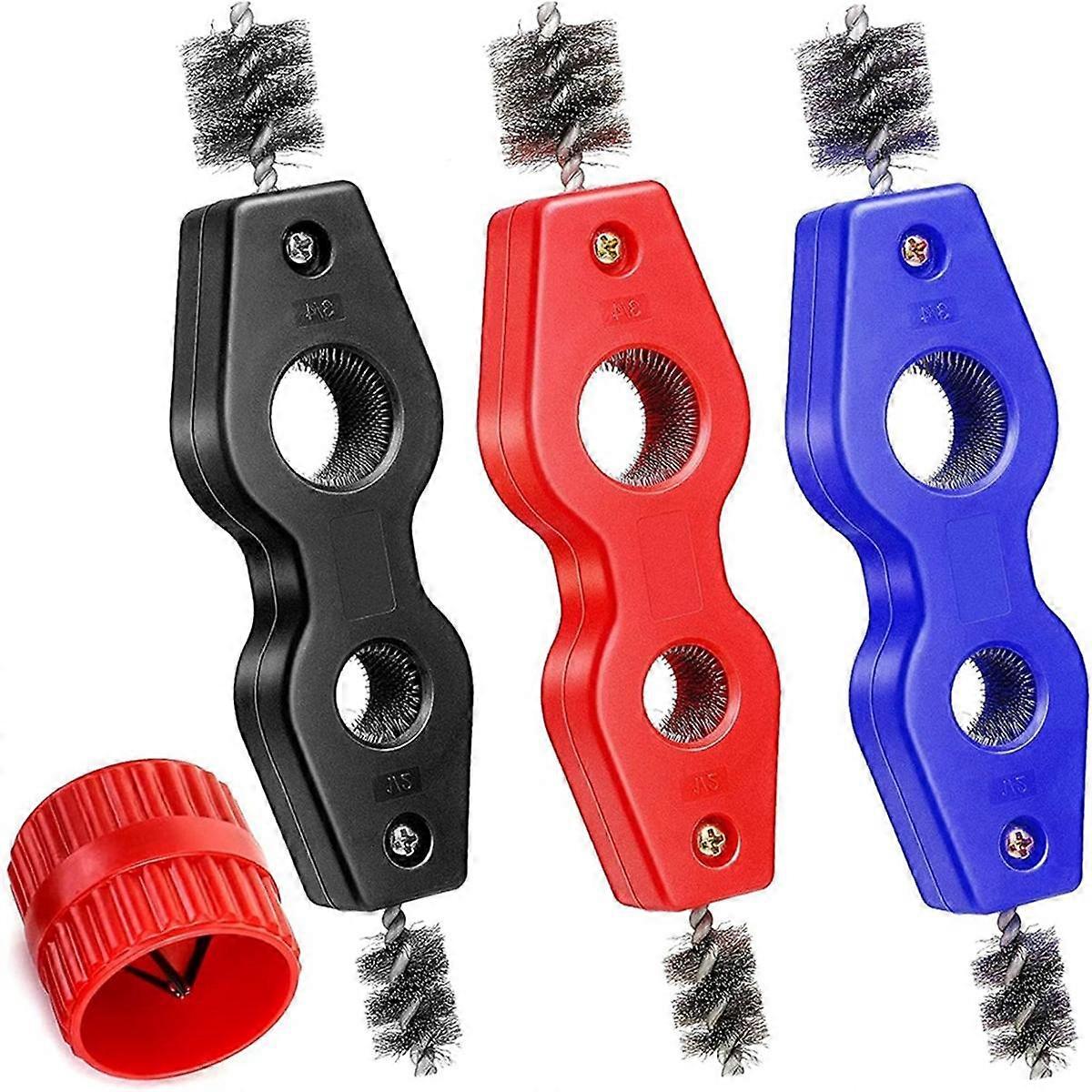 4 Pieces Copper Pipe Cleaner and Reamer Set 4-In-1 Pipe Deburring Brush Tools for PVC PPR Copper Br