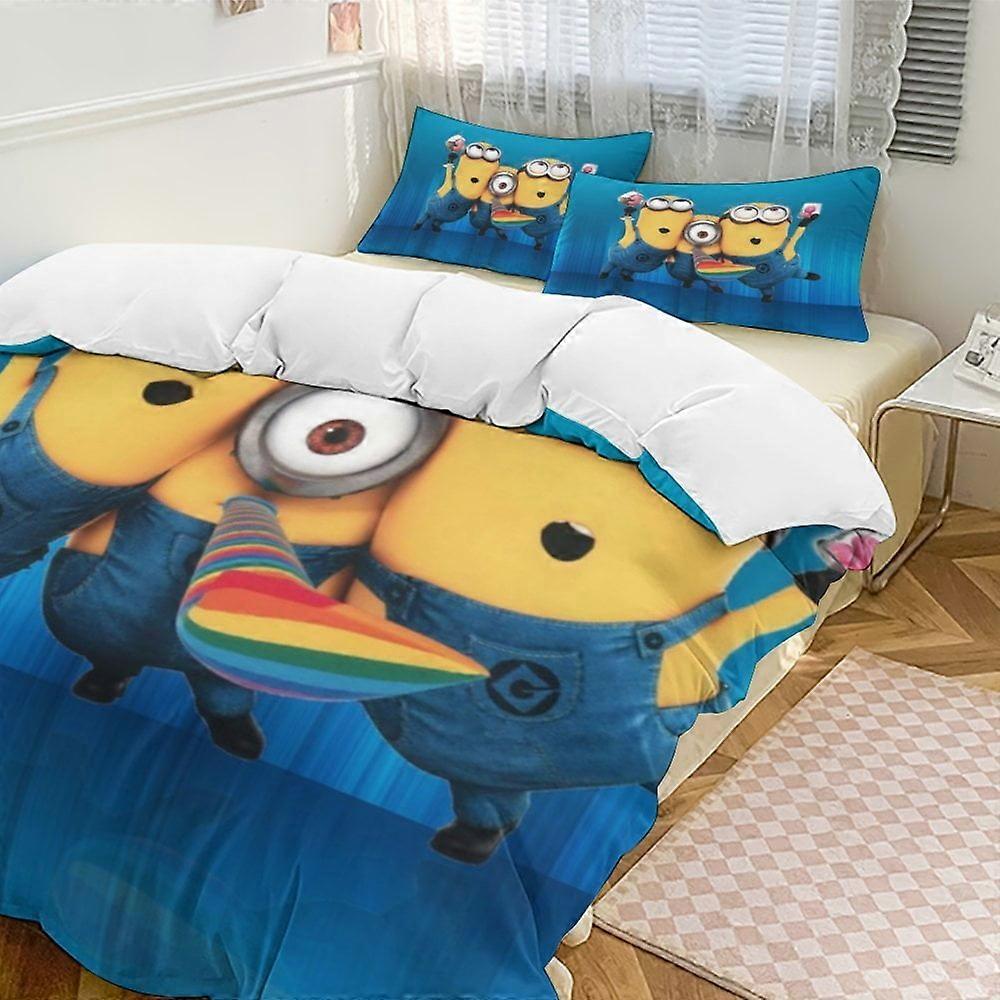 x491 Despicable Me Conjunto de Cama de 3 Peças Quente e Confortável Conjunto de Cama com 1 Capa de Edredom e 2 Fronhas para Quarto b491