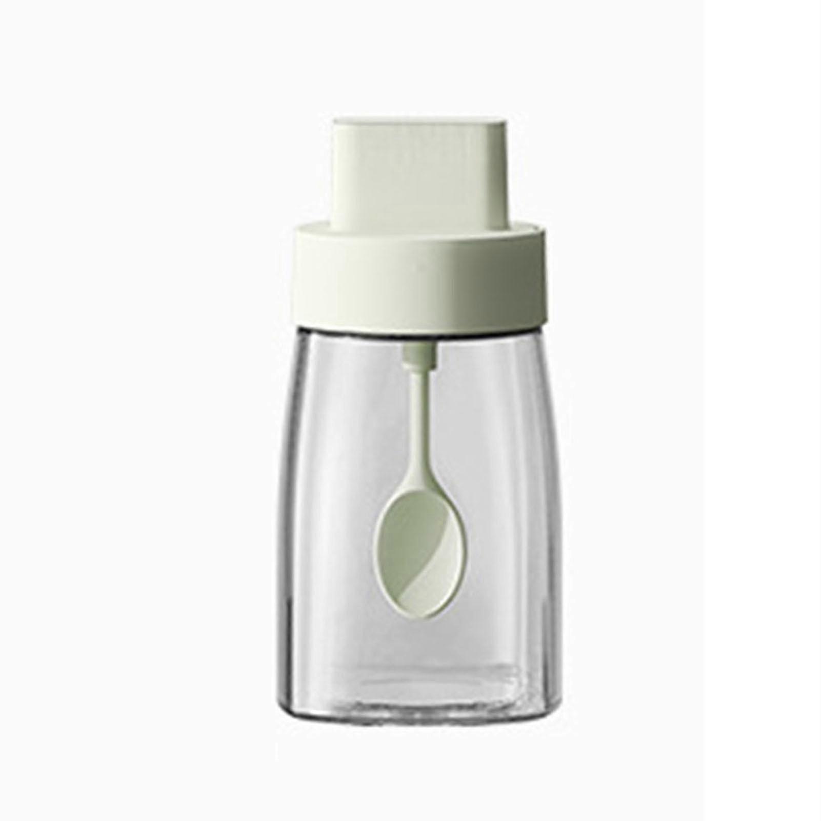 Control Salt Shaker With Telescopic Spoon Rotated Oppening Transparent Sturdy Salt Jar For Cooking