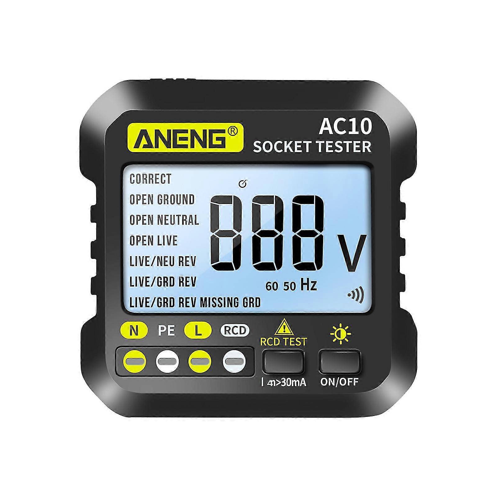 Digital Socket Tester Household Plug Detector Polarity Phase Check Voltmeter Multi-function Electroscope Ac10