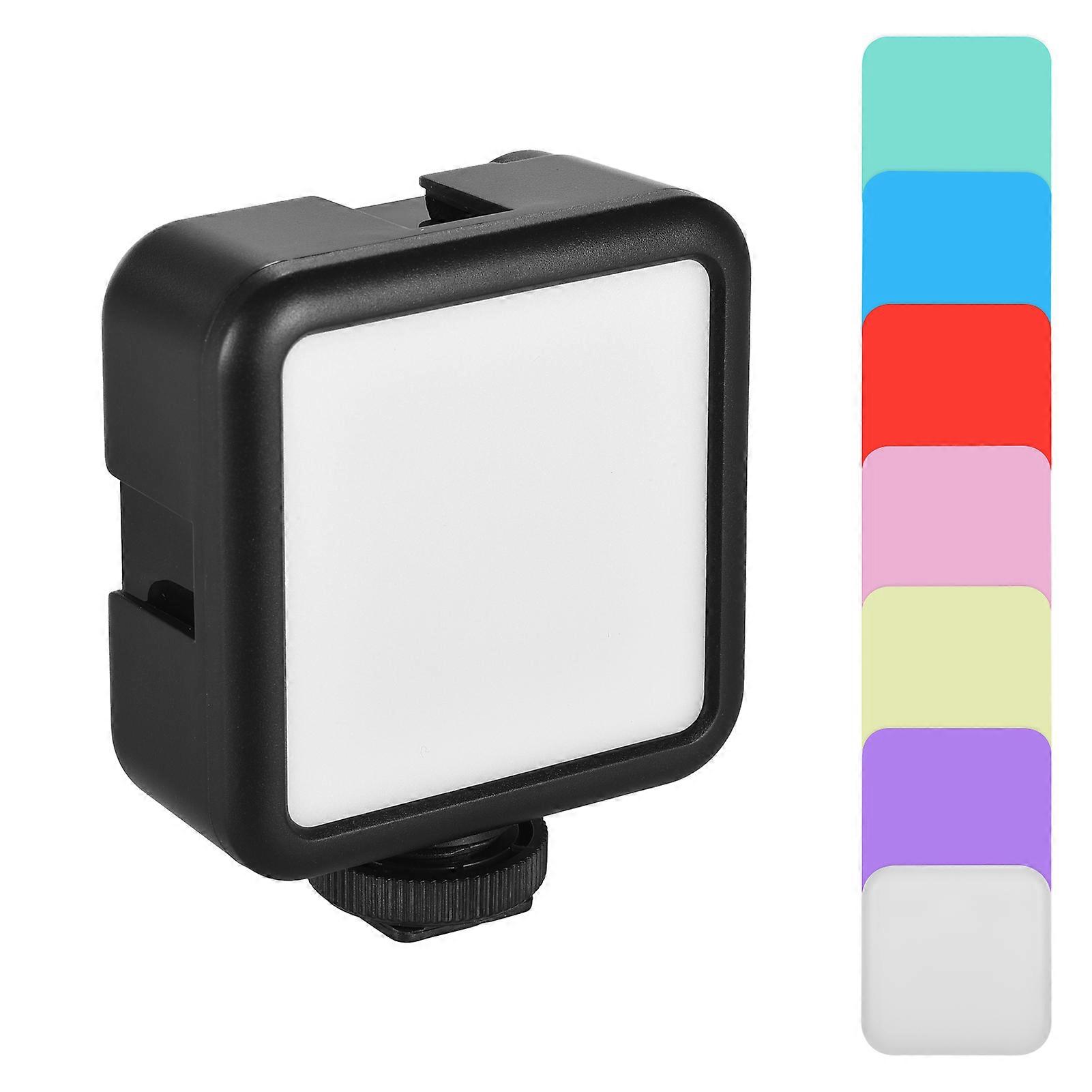 Andoer W49S Mini Photography Lamp Portable On-Camera LED Light 5600K Dimmable with Adjustable Brightness 3 Cold Shoe Mount Rechargeable Battery Filter