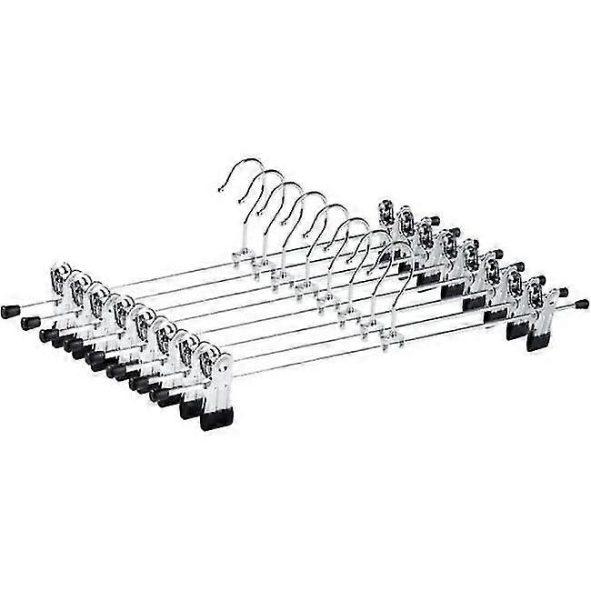 مجموعة من 10 شماعات حديدية معدنية من الكروم 30 سم ، للسراويل ، تنانير ، جوارب ، ملابس داخلية ، شماعات ملابس غير قابلة للانزلاق مع مشابك