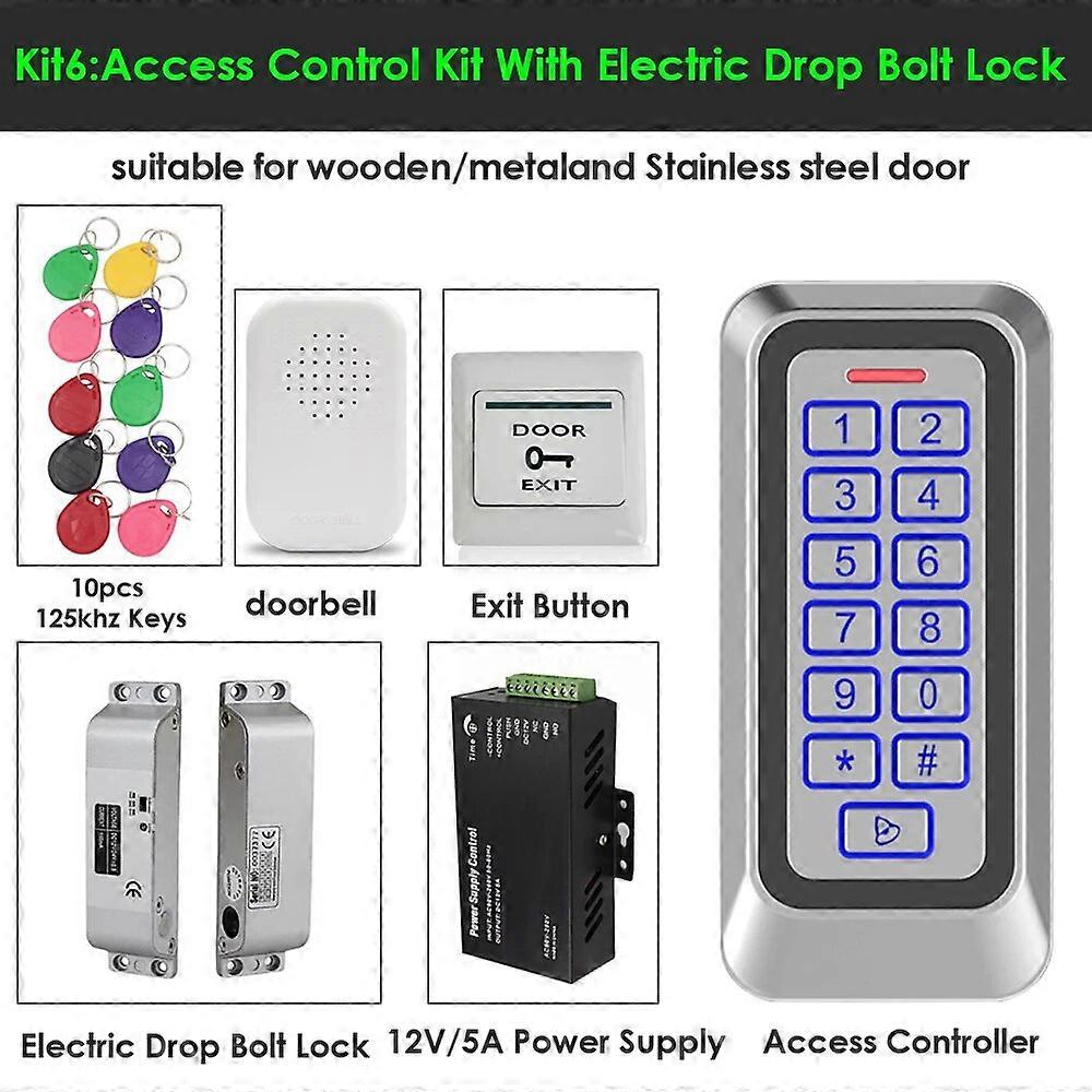 Access Control System Kit IP67 Waterproof Backlight Standalone Metal Keypad Electronic Lock Access Exit button Keyfobs