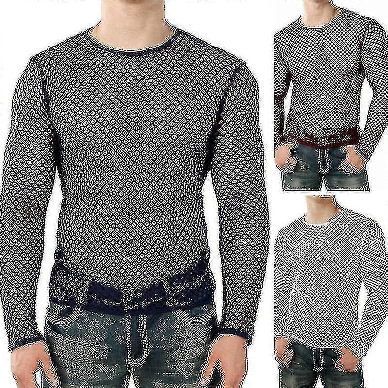 مثير الرجال "تي شيرت شبكة شبكة صيد السمك بلا أكمام قميص داخلي أعلى Xixi