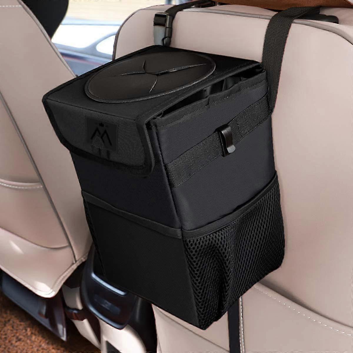 Car Trash Can With Lid And Storage Pockets - Waterproof Car Trash Bag Hanging, 100% Leak-proof Automotive Garbage Can, Multipurpose Trash Bin For Car