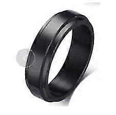 Double Layer Rotating Titanium Steel Couple Ring(6mm -- Black Smooth Surface)