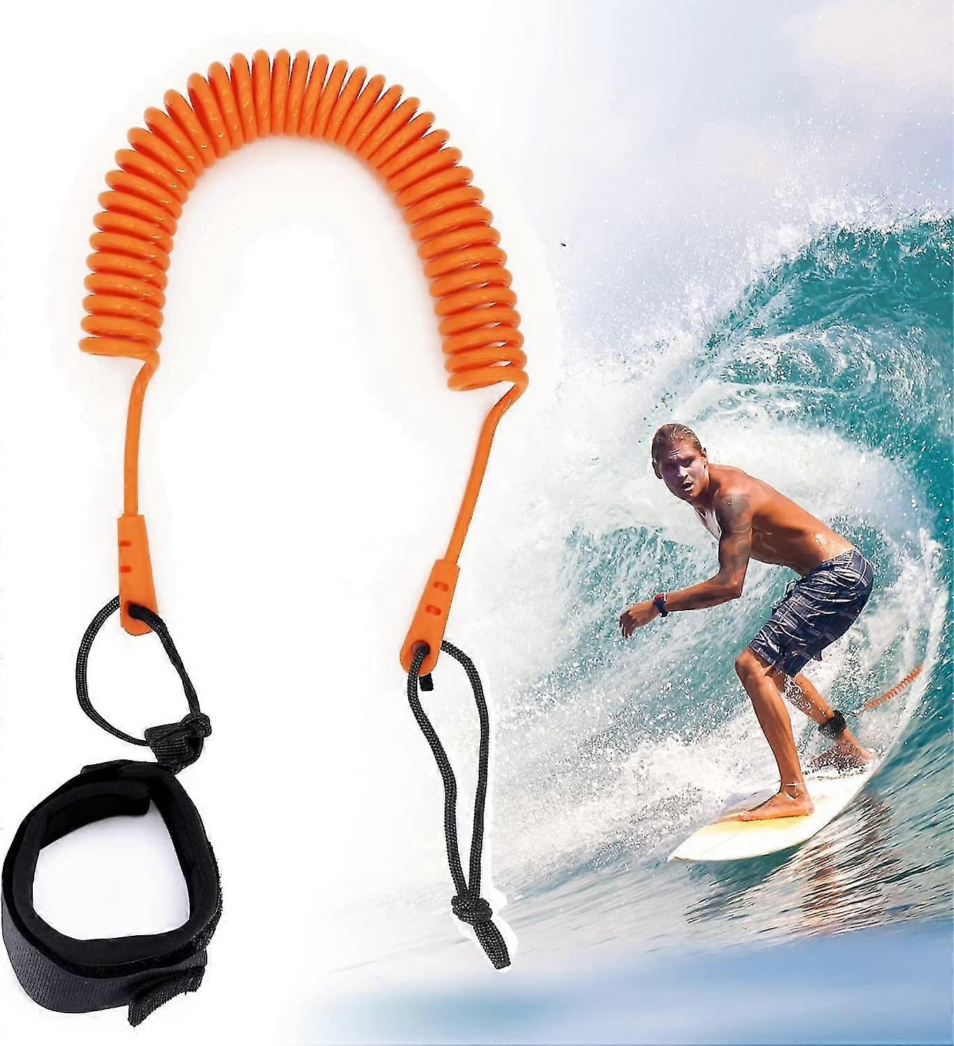 Yaju Surf Leash,surfboard Leash Coiled,retractable Ankle Strap For Surfboards,sup Board,paddleboards,kayaks(orange)(1pcs)
