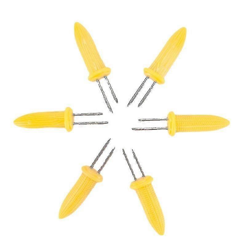 Barbecue Tool Stainless Steel Small Corn Needle Bbq Fork(6 Pcs, Yellow)