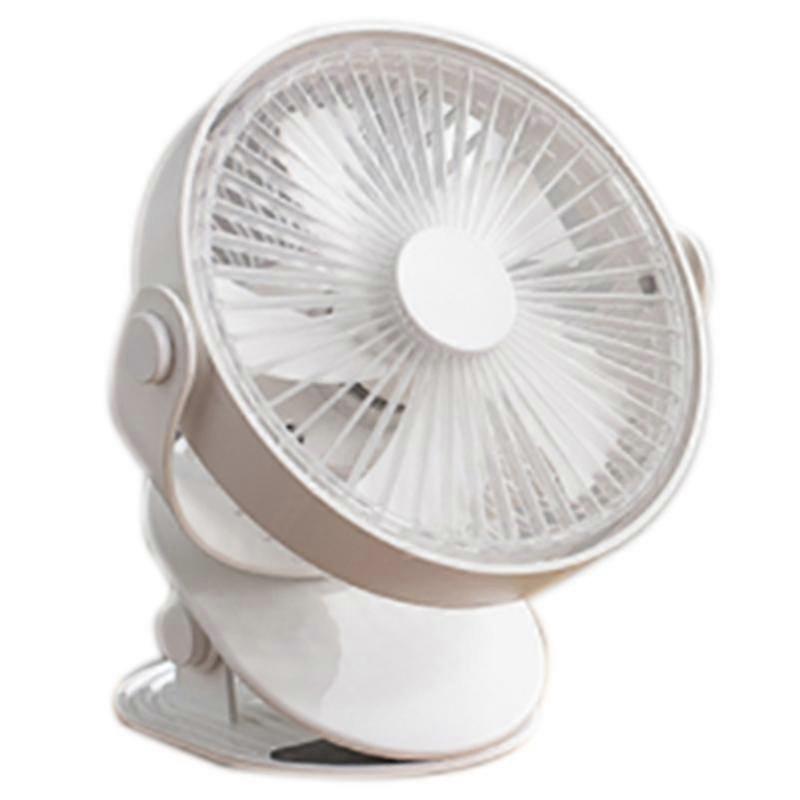 USB Rechargeable Clip Desktop/Table Fan Mini Portable Clamp Fan 360Degree Rotating Ventilator with Air Cooler Fan White