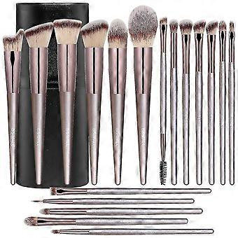 Makeup Brush Set 18 Pcs Premium Synthetic Foundation Powder Concealers Eye Shadows Blush Makeup Brushes With Black Case (champagne Gold)