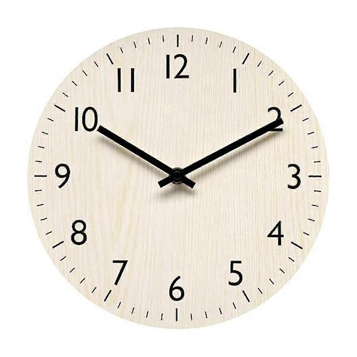 Wall Clock Light Wood Grain Clocks Simple-Design Clock Non Ticking Wall Clocks Decorative for Bathr
