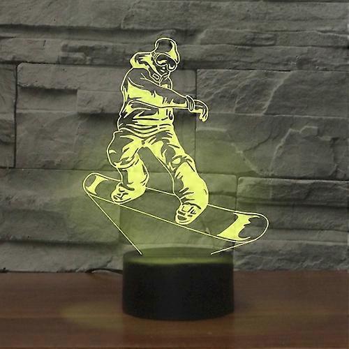 Skate Boy Shape 3D Colorful LED Vision Light Table Lamp