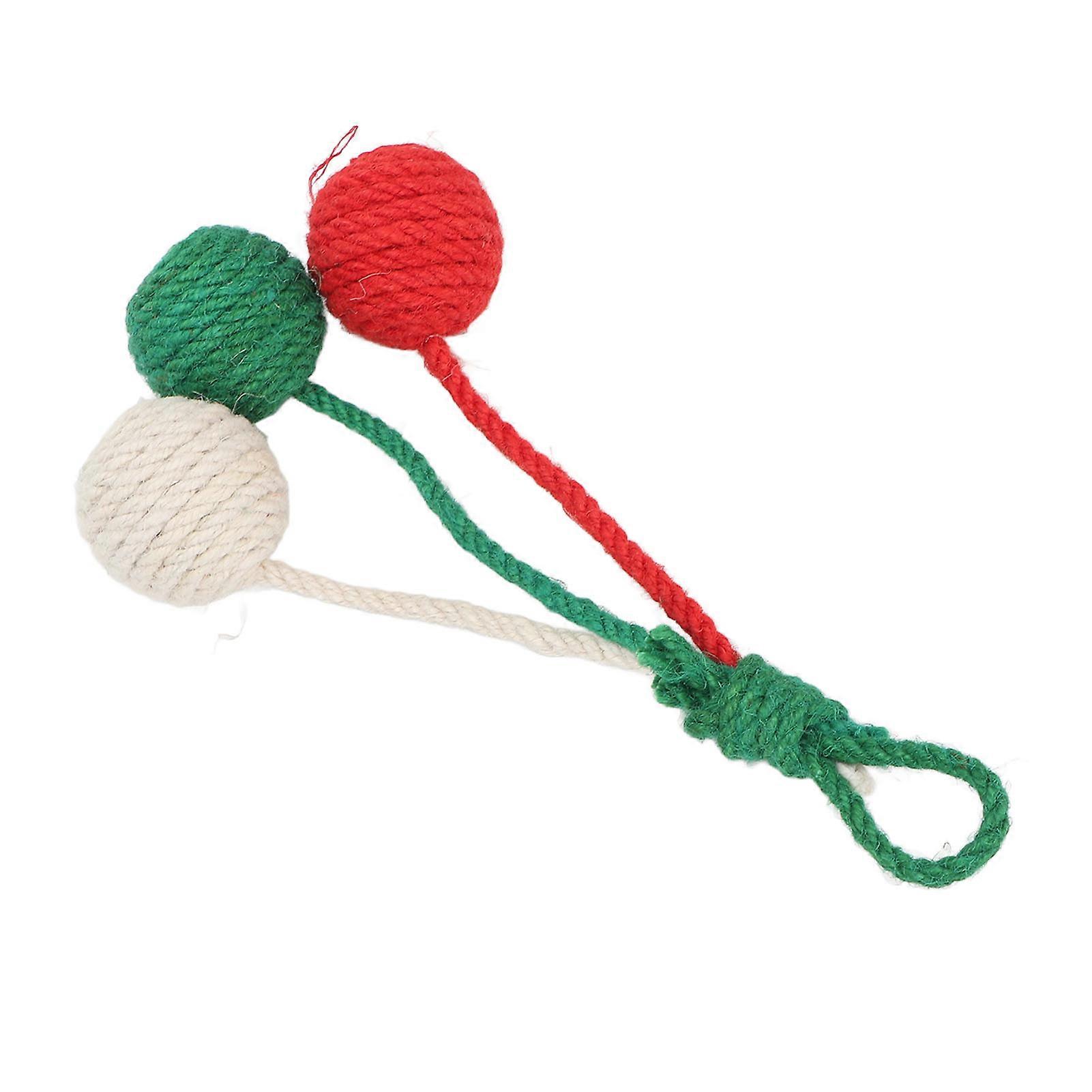 Hanging Cat Sisal Ball Chewable Colorful Interactive Cat Sisal Rope Ball Toy for Pet Indoor Red Green White