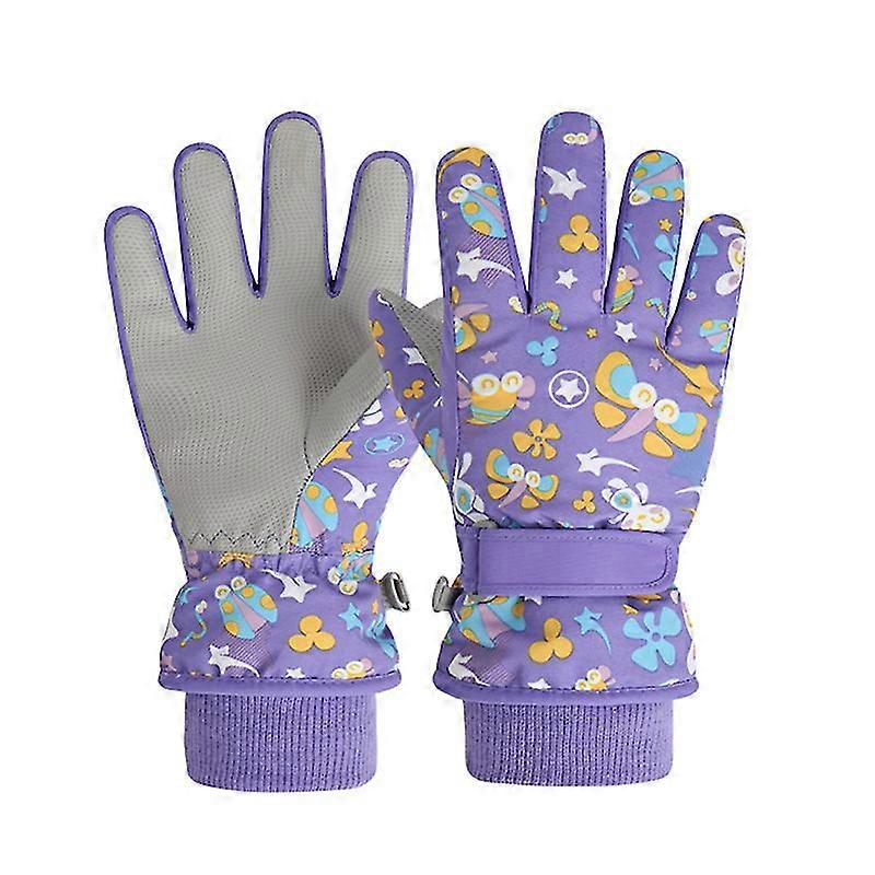Kids Ski Gloves Waterproof Winter Gloves Snow Gloves Warm Comfortable With Cute Patterns For Children Girls Boys Skiing Snowboarding