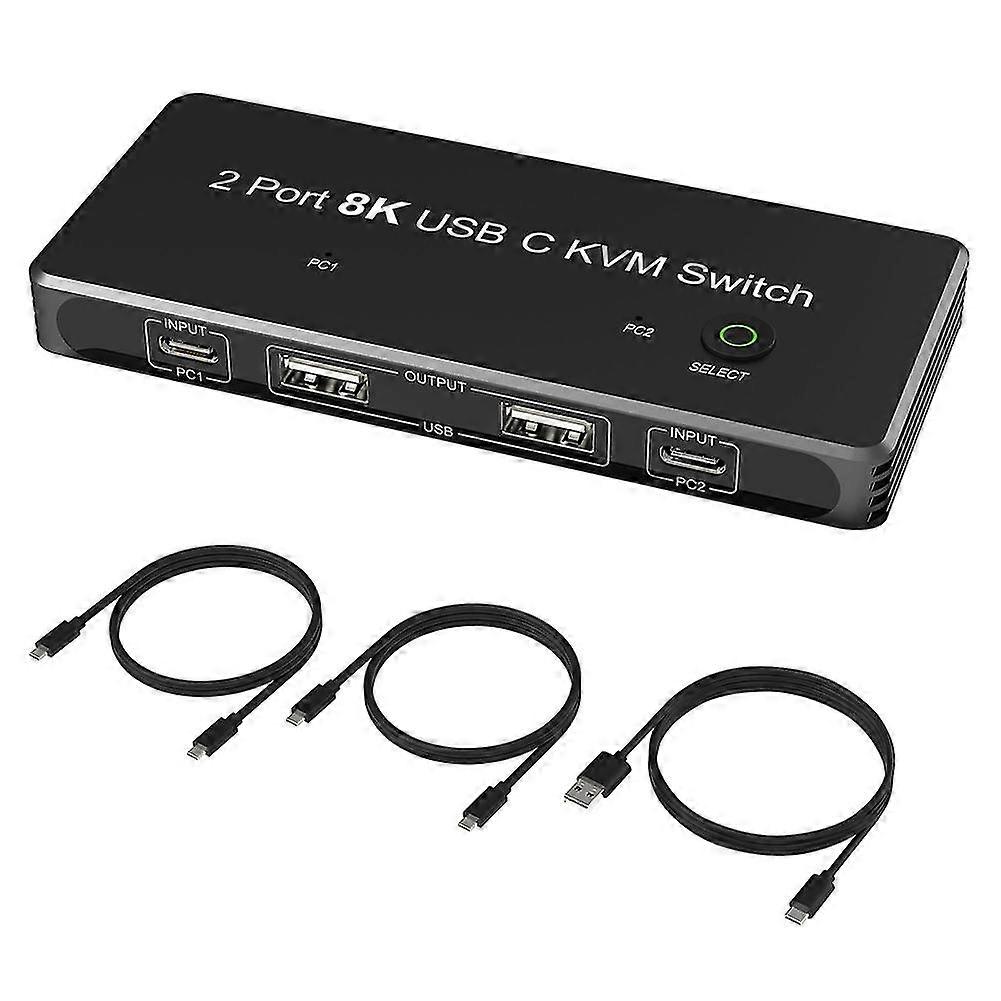 For 3/4 Kvm Switch Usb-c To Displayport With 3port Usb2.0 8k@60hz 4k@144hz Dp 1.4 For Monitor Mouse