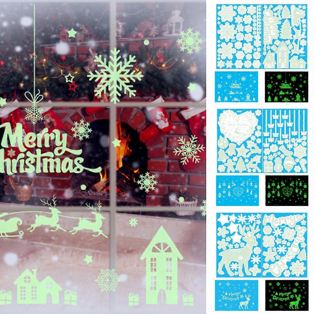 Christmas PVC Static Sticker Glass Decor Luminous Snowflake Sticker