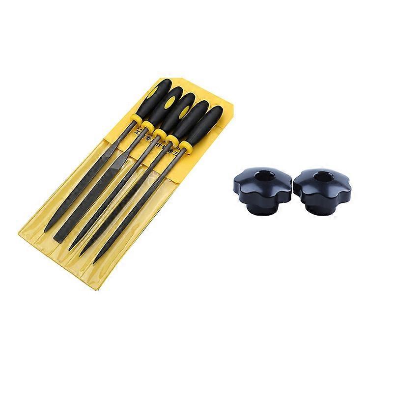 2Pcs M8 x 50mm Diameter Thread Clamping Star Knob with 5Pcs Professional Technical Diamond File