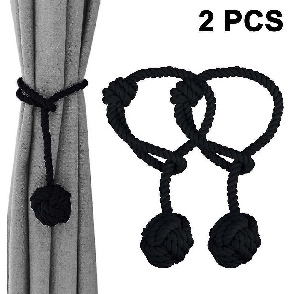 1 Pair Home Curtain Tiebacks Hand Knitting Cord Rope Holdbacks, Decorative Window Curtain Tie, Drapery Tie Back with Single Ball