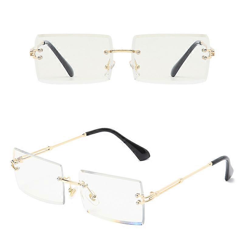 Rimless Rectangle Sunglasses Ultralight Metal Frame Eyewear Fashion Square Uv400 Glasses Unisex