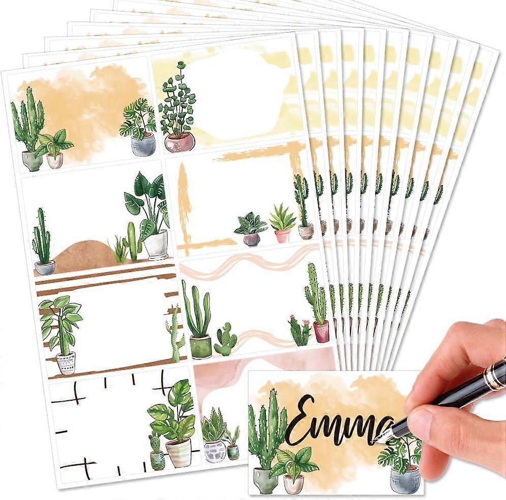 80Pcs/10 Sheets Cactus Name Tags Stickers 3.3x2.4 Inch Self Adhesive Name Tags Blank Name Labels Writable Adhesive Name Label Sticky Name Tags for Cla
