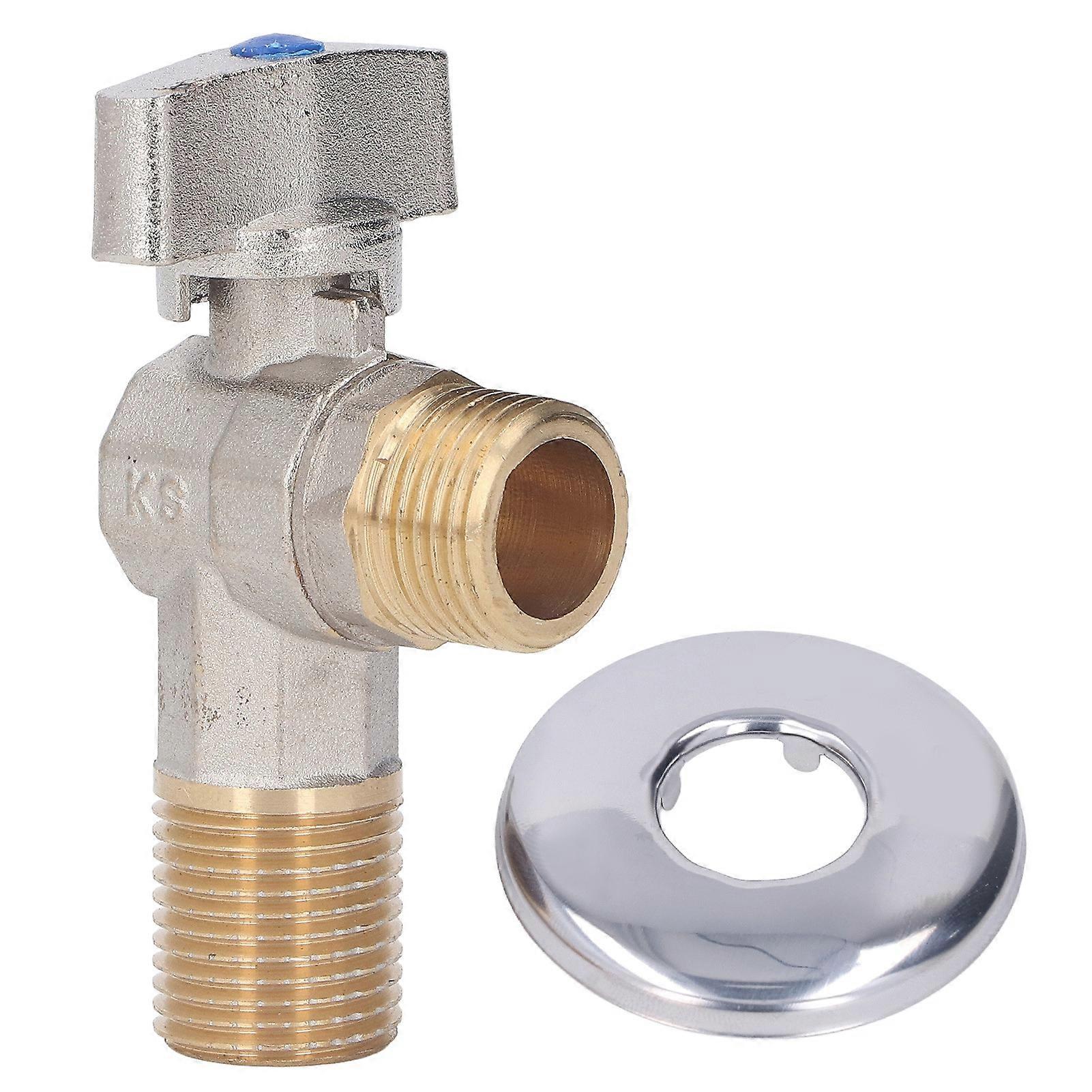 G1/2 Thread Brass Triangle Valve Large Flow Cold Hot Water Angle Stop Valve for Kitchen Bathroom Blue
