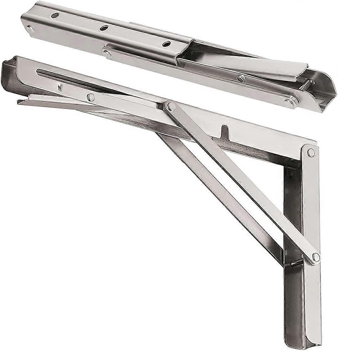 12'' Folding Shelf Brackets Max. Load 440 lb, Heavy Duty Stainless Steel DIY Wall Mounted Shelf Bracket Space Saving for Table Work Bench, Pack of 1