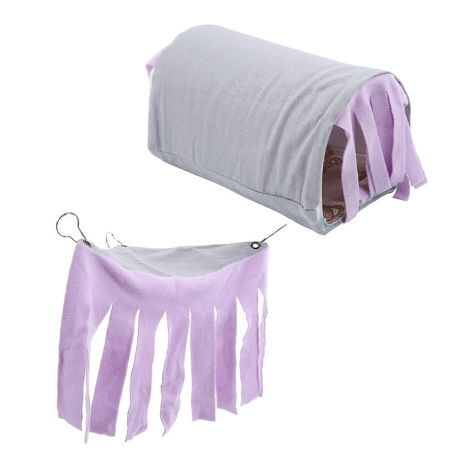 Pet Tunnel House Removable Small Animal Hideout Playing Tube with Hammock Tassel Curtains for Hamste