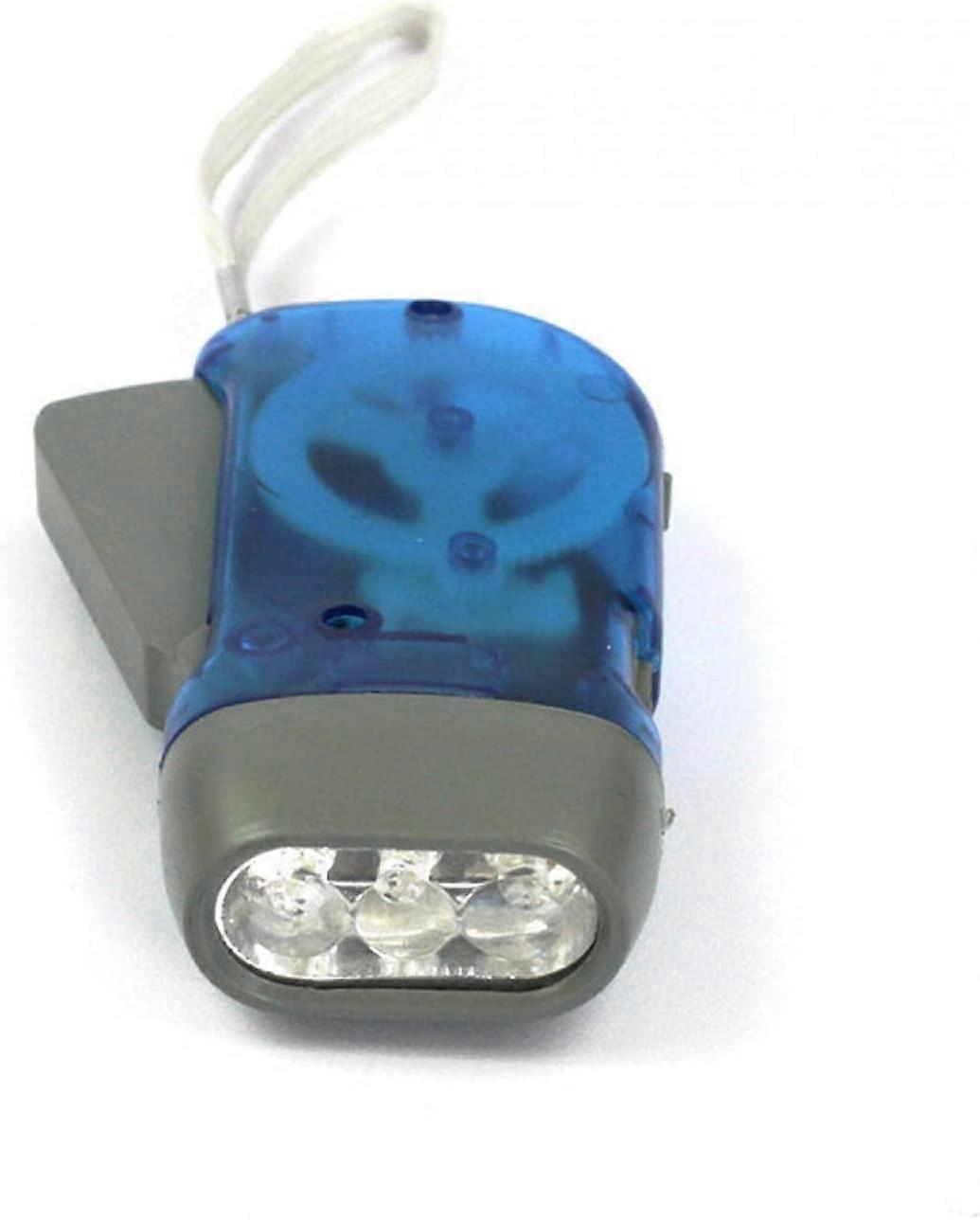 Hand Wind Up 3 LED Dynamo Torch Light for Travel, Emergency, Camping, Climbing, Hiking (Blue)