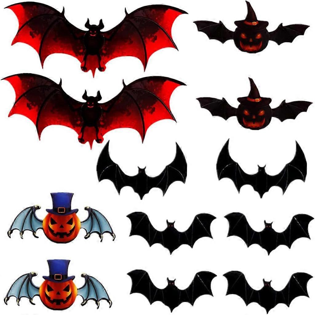 3D netopýři samolepka na zeď, 60 kusů halloweenských netopýrů samolepky, 3D netopýři dekorace, pro halloweenské party stěny, okna, dveře