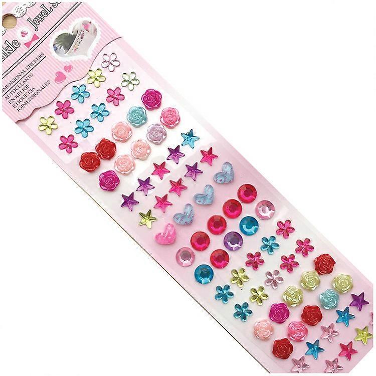 Stickers two sheets - diamond colored flowers