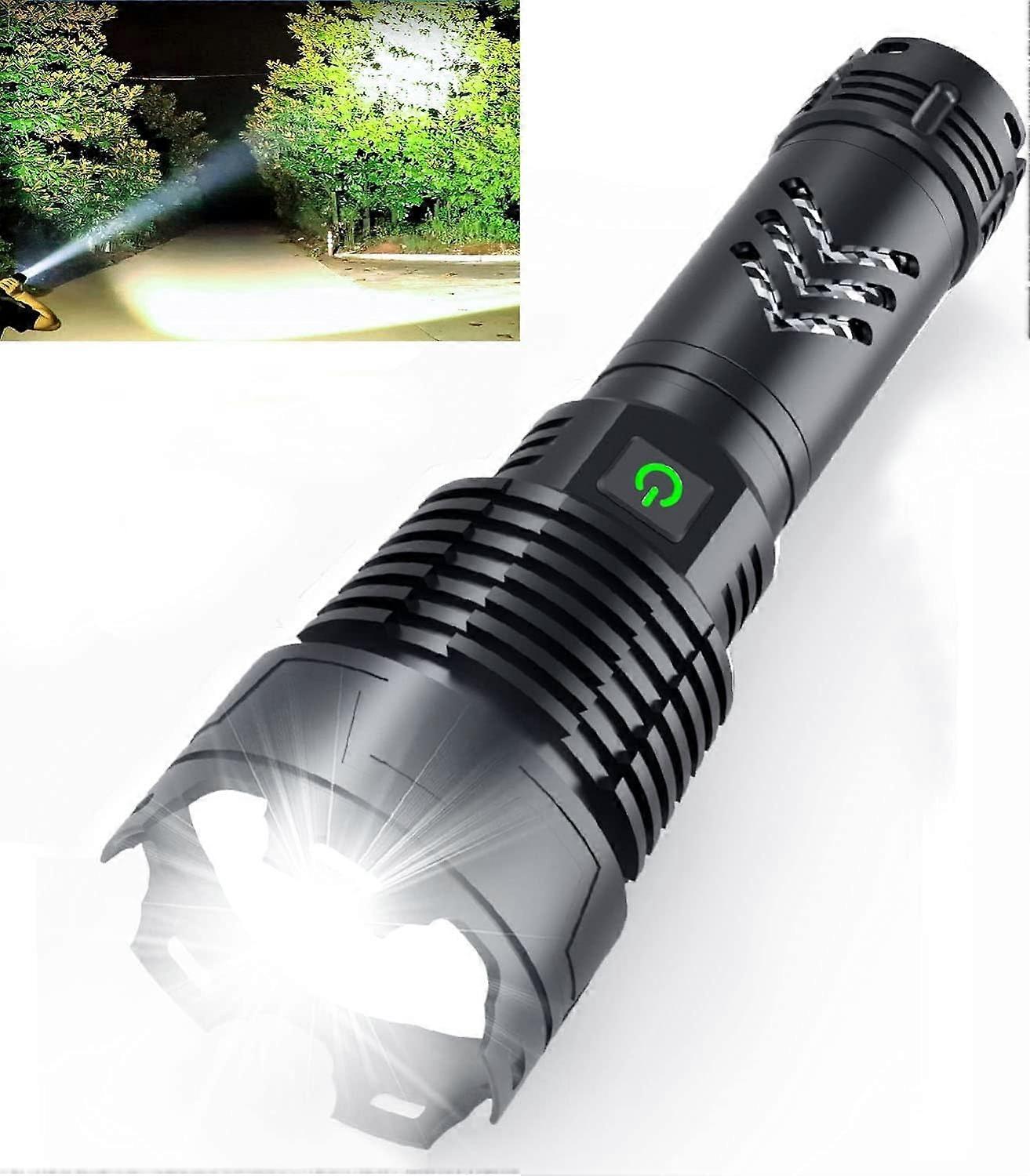 Rechargeable LED Flashlight 120,000 High Lumens, Powerful and Powerful Xhp160.2 Zoomable IPX5 Waterproof Super Bright Flashlight with 5 Modes