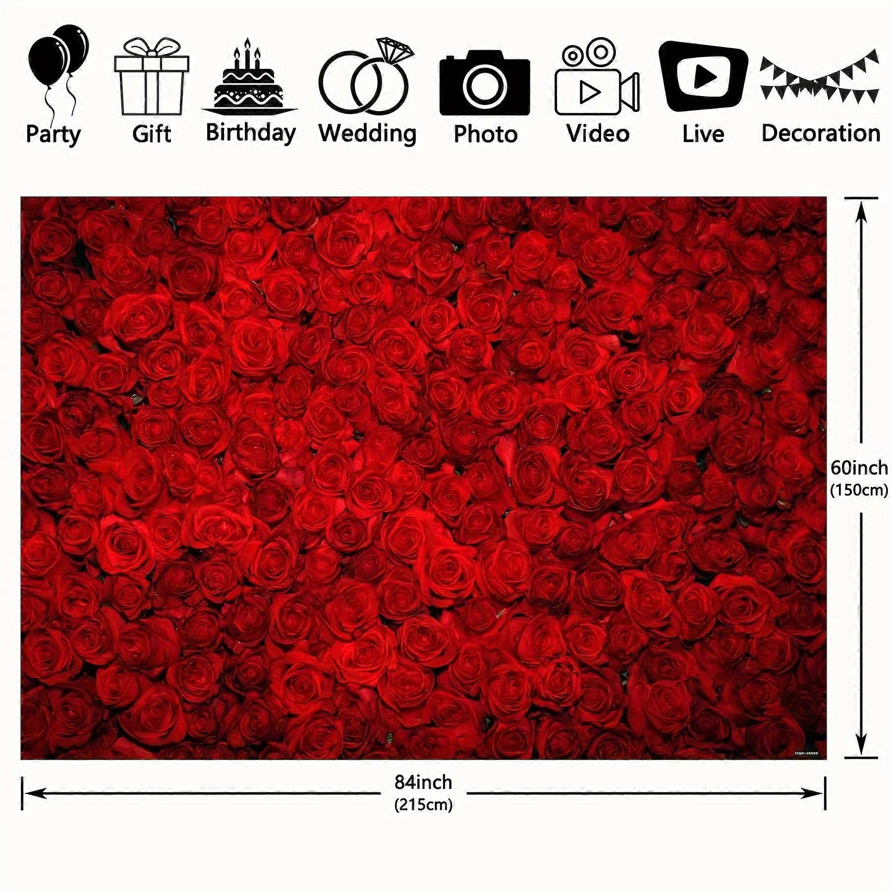 1pc, Red Rose Photography Backdrop - Perfect for Valentine's Day, Mother's Day, Weddings, and Birthdays - Polyester Tapestry for Photo Booths and Cake